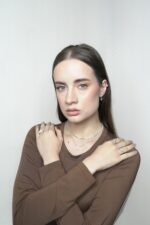 ⁦שרשרת כסף עגולה עם שיבוץ מלא⁩ – תמונה ⁦3⁩