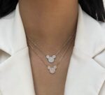 ⁦שרשרת כסף מיקי לאישה  עם שיבוץ מלא⁩ – תמונה ⁦2⁩